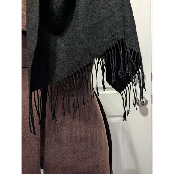 Black Cashmere Shawl Wrap 24.5x72 Soft Long Scarf Minimalist Elegant Boho Gypsy - Picture 12 of 12